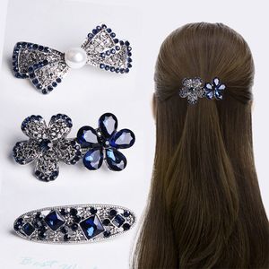 S2868 Joyería de moda Mariposa Flor Cola de caballo Horquilla Primavera Pinza para el cabello para mujeres Niñas Bobby Pin Crystal Barrette Metal Hair Grab Barrettes Tocado Accesorio