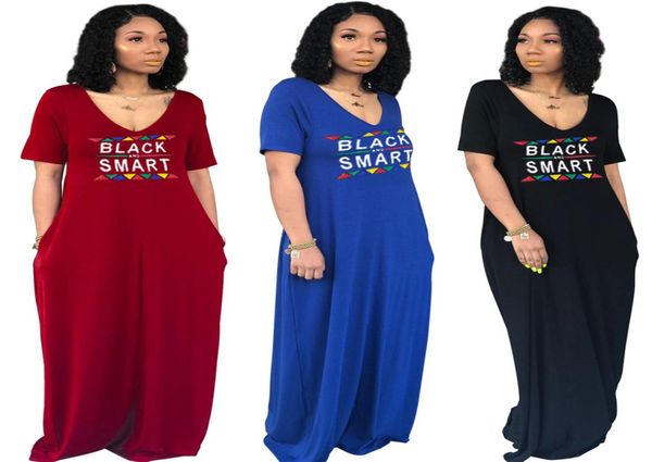 S2xl femmes vêtements robes longues noires imprimement intelligente d'été à manches courtes en V jupes de cou élégantes dames décontractées bodycon maxi robe a5104439463