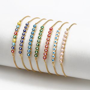 S3239 Luckey turc mauvais œil bracelet à breloques pour femmes émail bleu yeux bracelets réglables