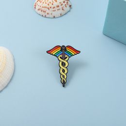 S3279 Fashion Jewelry Vintage Pins Star of Life Medical Logo Broche For Man Woman Rainbow Email Angel Wing Snakes Broches
