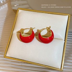 S3388 Fashion sieraden Hoop Dange oorbellen voor vrouwen Vintage Emamel Red -oorbellen