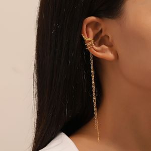 S3419 Fashion Jewelry Single Piece Ears Clip No Hole Long Tassel Chain Ear Cuff Earrings