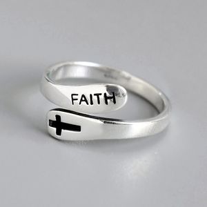 S3616 Mode-sieraden Cross Faith Ring Voor Vrouwen Hip Hop Opening Verstelbare Ringen