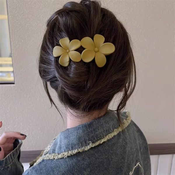 S3646 Joyas para mujer Resina Cañera de pelo Bobby Pin Lady Girls Doble Flower Barrette Big Duckbill Accessorios