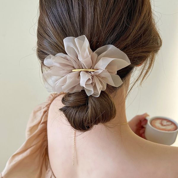 S3651 mousseline de soie fleur épingle à cheveux pince à cheveux pour femmes épingle à cheveux dame filles pince à queue de cheval Barrette coiffure accessoires de cheveux
