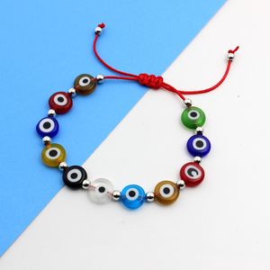 S3827 bijoux de mode symbole turc mauvais œil perles de verre Bracelet à la main tissage yeux bleus Bracelets de perles