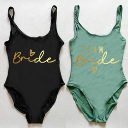 S3xl Onepiece Swimsuit Women Team Bride Summer Simwear Higt Cut Low Back Bathing Farty Bachelor Swimming Beachwear 240520