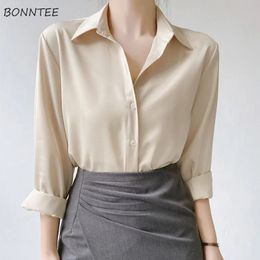 Chemises S3xl Femmes French Style Loose Office dames Tempérament Simple Vintage Spring Fashion Allmatch Casual Ins Long manche 240407