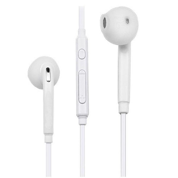 S4 S7 Auriculares Auriculares J5 Auriculares Auriculares Iphone 6 6s Auriculares para Jack en la oreja Micrófono con cable Control de volumen 3,5 mm Blanco con caja de venta al por menor