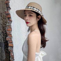 S42 New Hat Protezione solare estiva femminile Cappello da sole traspirante Tide Bow Versione coreana Cappello da sole All-Match Cappello di paglia