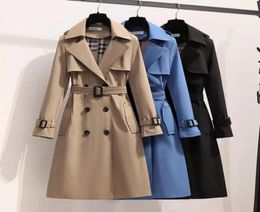 S4XL осеннее модное элегантное пальто с поясом, женское свободное пальто средней длины, женская повседневная ветровка Long9896937