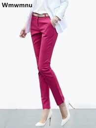 S4xl grande taille femmes formel bureau crayon pantalon élégant dames OL travail pantalons décontracté élastique coton mince pantalon 240306