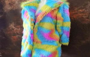 S4XL Women Fake Fur Outwears Long Section Mixed Color Winter Herfst Vrouw Fake Fur overjas groot formaat Fashion Fur Coats J3170 27875006