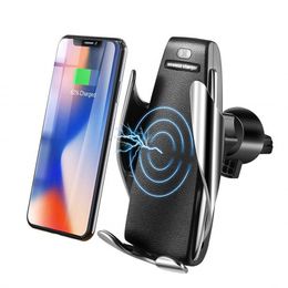 S5 serrage automatique 10W Qi chargeur de voiture sans fil rotation à 360 degrés support de téléphone pour téléphone universel pour iPhone Android téléphones universels