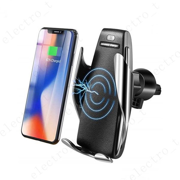 S5 charge serrage automatique 10W Qi chargeur de voiture sans fil 360 degrés rotation support de téléphone pour iPhone Android téléphones universels vente au détail