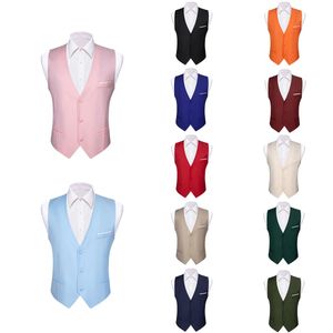 S5xl 20 kleuren vest voor mannen zijde effen roze blauw zwart rood paars wit kaki slim fit vest mouwloos jasje Barry Wang 240228