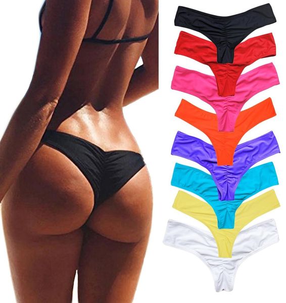 S5Xl traje de baño de dos piezas separado, calzoncillos para mujer, parte inferior de Bikini con lazos laterales, traje de baño brasileño con Tanga, parte inferior de corte clásico, Biquini para nadar 6742414