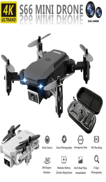 S66 Mini RC Drone Aircraft 4K HD Camera Professional Aerial Pographie Hélicoptère WiFi FPV Gravity Induction Quadcoptère pliant U3040522