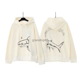 S676 2024 Sweat à capuche de mode Designer Marque Palmangelsweater Sweat-shirt pour hommes et femmes Broken Tail Shark Print Pa Trendy High Street Casual Loose Hoody et