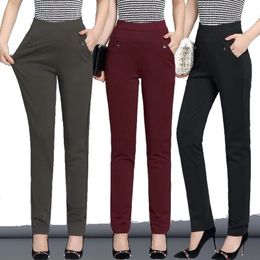 S6XL automne hiver grande taille pantalons pour femmes mode couleur unie maigre taille haute élastique pantalon coupe dame crayon 240104