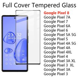 Protector de pantalla de teléfono de vidrio templado de cobertura completa para google pixel 8 7 7A 6A 6 5 5A 4 4A 3 3A XL 5G película al por mayor en bolsa de opp