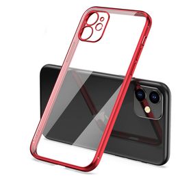 Cases de TPU de electroplatación de metal ultra delgado Cubierta para el iPhone 13 12 Mini 11 PRO XR XS MAX 8 7 más Case transparente de SE2020