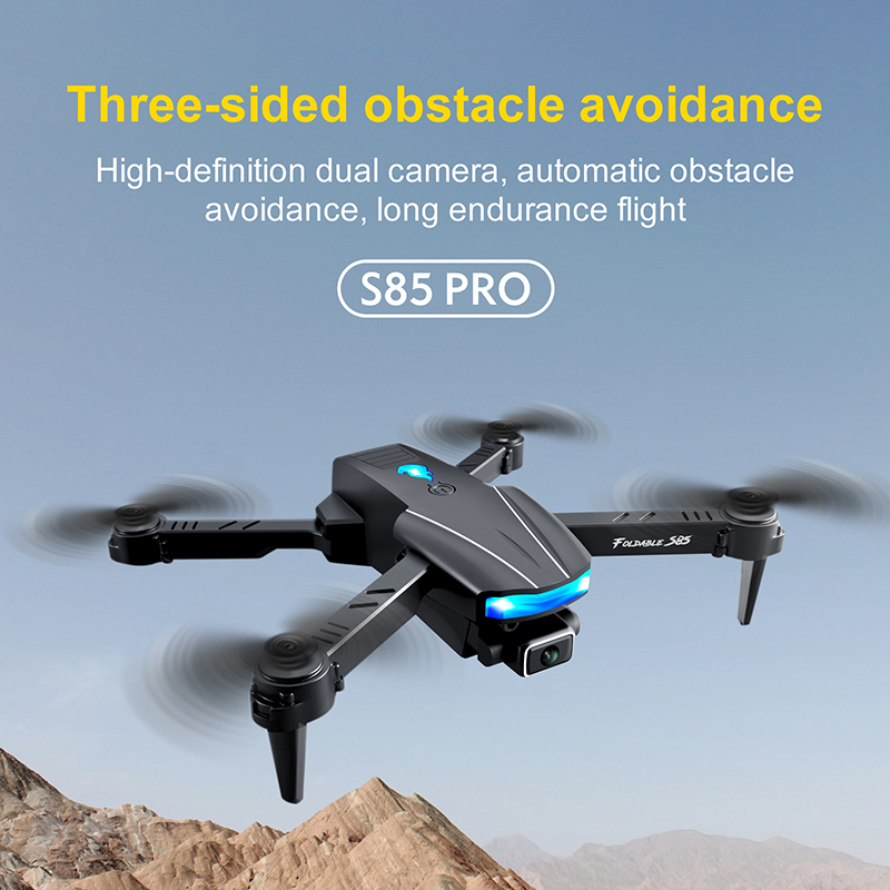 S85 DRONE 4K HD CAMERA Tre-sidigt infraröd hinder Undvikande RC Toy Helicopter Dron Professional Racing Camera Drone S85