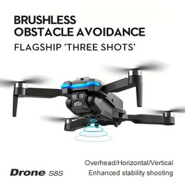 Drone S8S avec triple caméras HD, batterie unique de 1800 mAh, moteur sans balais, mode maintien d'altitude, fonction de positionnement du flux optique