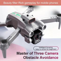 S92 Remote Control Control HD Triple Camera Drone avec batteries doubles, positionnement de débit optique, mode sans tête, photographie intelligente, transmission WiFi en temps réel.