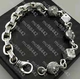 S925 Bracelet en argent sterling Vintage National Wind Charm pour hommes et femmes Couples bijoux 7jlf