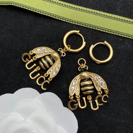 S925 boucles d'oreilles clou abeille en or boucles d'oreilles Glamour femmes mode abeille style bijoux cadeau