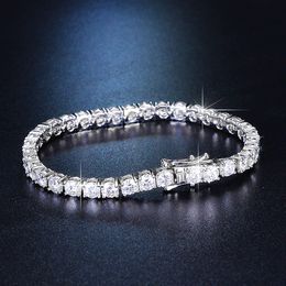 S925 Bracelet de diamant Mosan à quatre grilles