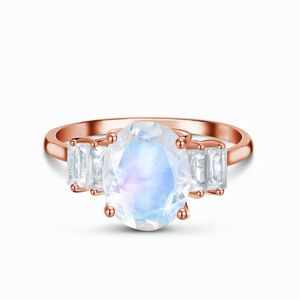 S925 luxe grand rond pierre de lune anneaux pour femmes cubique zircone cristal Couple anneau tendance mariage fiançailles mariée bijoux cadeau