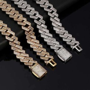 Bijoux Hip Hop Moissanite S925, 13mm, argent 925 plaqué or, diamant Moissanite glacé, chaîne à maillons cubains