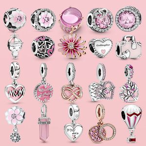 S925 Pendentifs Rose Charmes Magnolia Fleur Coeur Infini Amour Maman DIY Perles Fit Original Pandora Bracelet Collier Bijoux