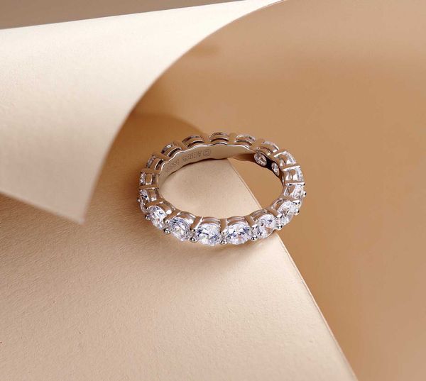 Серебряное кольцо S925 в стиле панк со всеми блестящими бриллиантами размером 20 дюймов для женских свадебных украшений PS8807