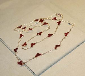 2024 Luxury kwaliteit charme hanger ketting met rode agaat in 18k goud vergulde 20 stks bloemvorm hebben postzegelvak v goud materiaal ps3749b