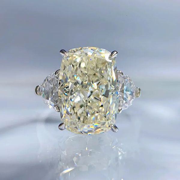 S925 Silver 9 13 mm White G Egg High Carbon Diamond Ring Fashion Simple 240417
