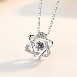 Collier avec pendentif étoile en argent S925, diamants en Zircon, bijoux pour femmes et filles, éléments Swarovski
