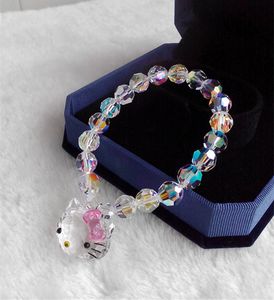 S925 Silver Austriia Crystal encantador Gatty Gato Pulseras Cats Link Link Chain Children Choker Collares Pendientes Beads Pulsera Joyería