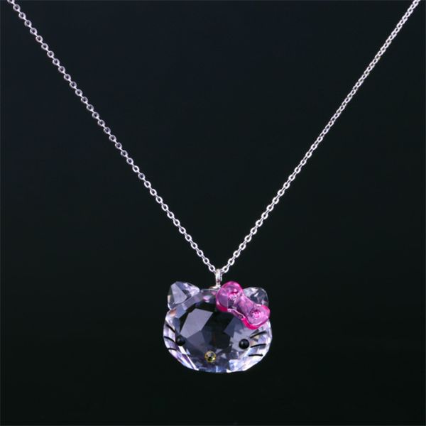 S925 Silver Autrichien Crystal Lovely Kitty Cat Collier Pendant Colliers CHATS CHATS CHATRE CHAMPEL