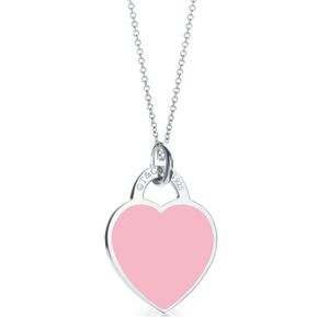 S925 argent bleu rose amour coeur designer pendentif colliers pour femmes marque de luxe cristal élégant charme lien chaîne collier ras du cou bijoux cadeau