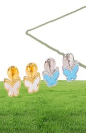 S925 Silver Butterfly Forme avec coquille de nature et boucle d'oreille en pierre de turquise dans un cadeau de mariage en couleur d'or 18 carats ont S1512539