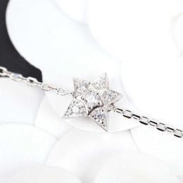 Bracciale con ciondolo in argento S925 a forma di stella e diamante scintillante per il regalo di gioielli da sposa da donna con timbro sulla scatola PS3070A287n