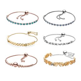 S925 Argent Charme Papillon Perle Bracelets Réglable DIY Fit Pandora Bracelet Bijoux