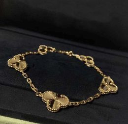 Bracelet pendentif à breloque en argent S925, avec diamant et non en plaqué or 18 carats, 5 pièces, motif de fleurs, avec boîte à timbres, Ps7056a1