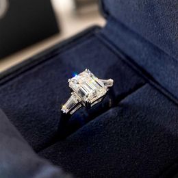 S925 Silver Charm Punk Band Ring met rechthoekige vorm Diamant voor vrouwen Engagment sieraden Gift Have Stamp PS8829251B