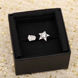 S925 Silver Charm Punk geopend ring met diamant en stervorm Desinger hebben stmap box luxe kwaliteit ps3401b