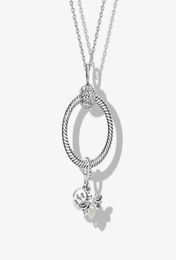 S925 Silver Color Necklace Vrouwen met doe -het -zelf O Circle Pendant Fit Original Collar 73462857576926