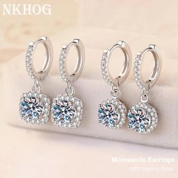 S925 argent D couleur VVS boucles d'oreilles pour femmes étincelles carré princesse ronde laboratoire diamant boucle d'oreille de mariage bijoux 240125